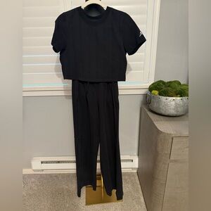 Jordan Black Women's Two-Piece Crop Top & Straight Pants Set